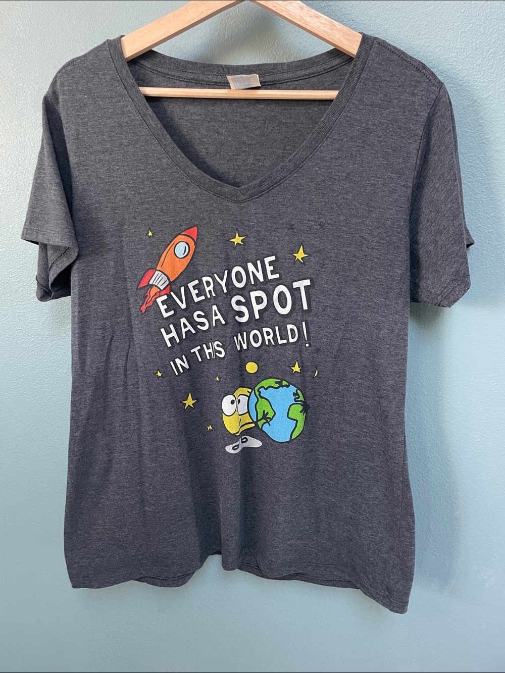 A Little SPOT “Everyone Has a Spot in This World” V-Neck T-Shirt – XL